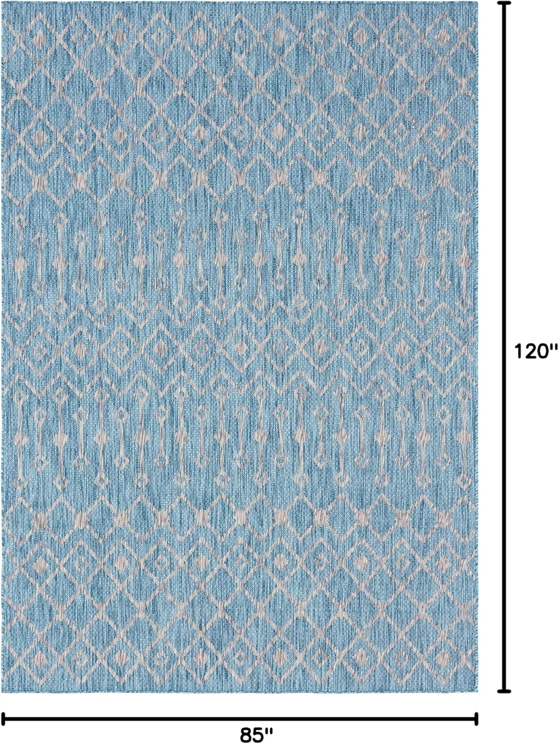 Aqua Trellis Synthetic 7' x 10' Easy Care Outdoor Rug