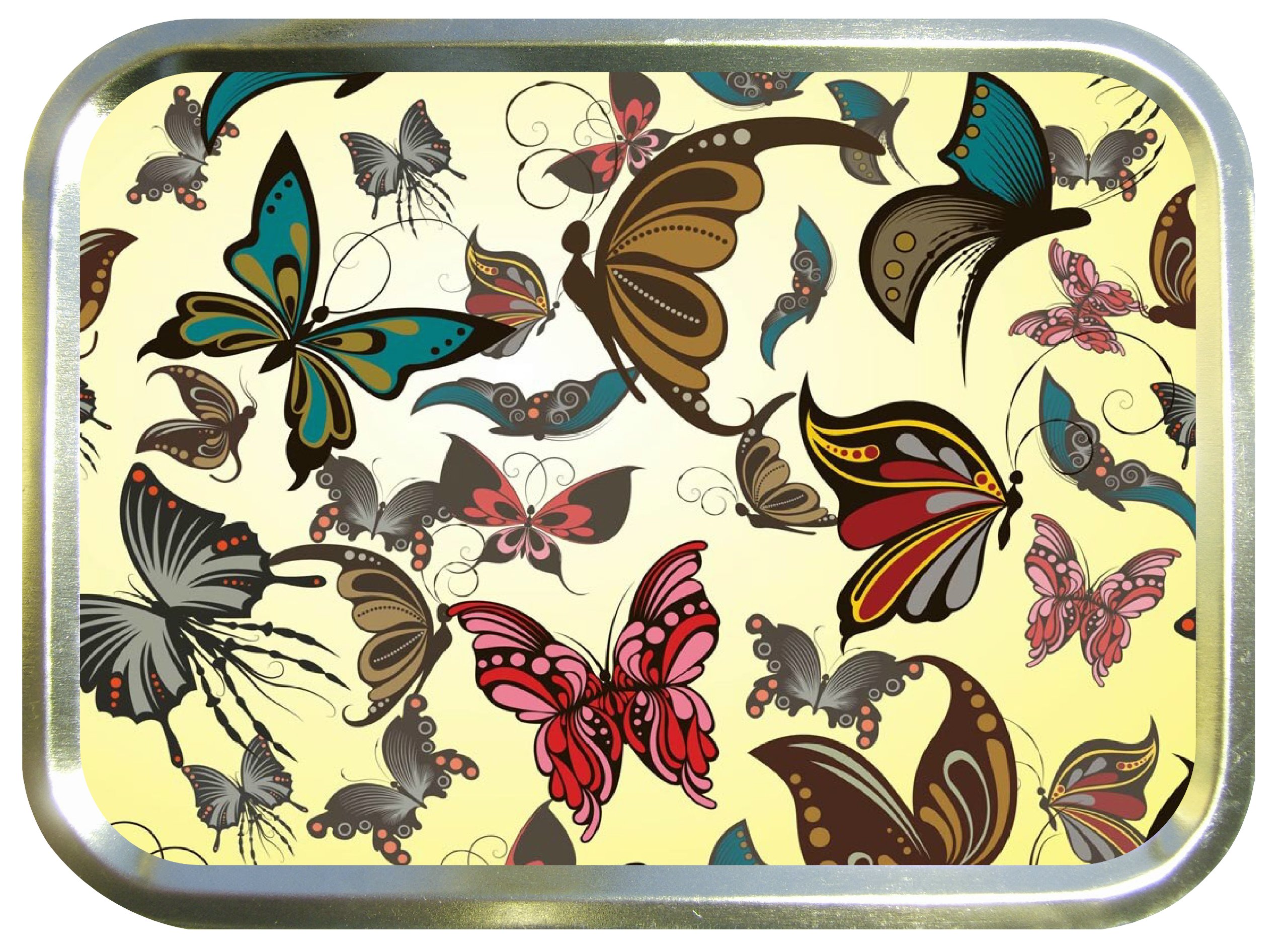 FAWN BUTTERFLY 2oz GOLD TOBACCO TIN,BACCY TIN,PILL TIN,FISHING TIN