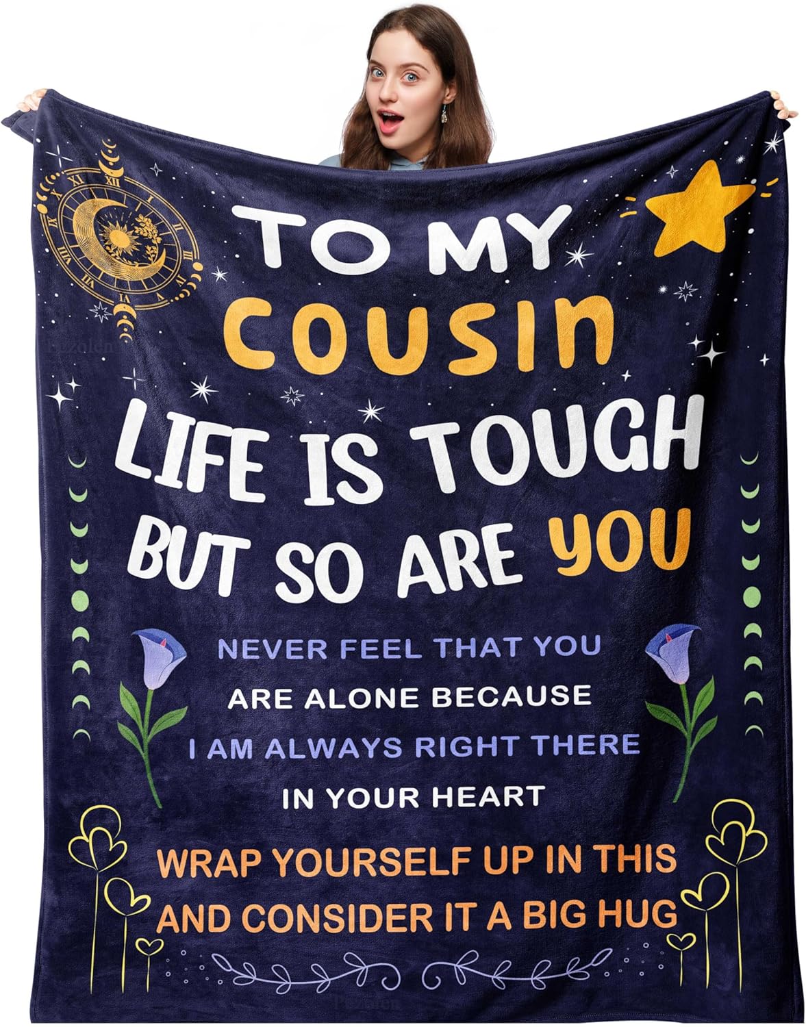 Cousin Gifts for Women Blanket 50"x60", Cousins Gifts, Cousin Birthday Gifts for Women, Best Present for Cousins Female on Mothers Day Christmas Thanksgiving Day Throw