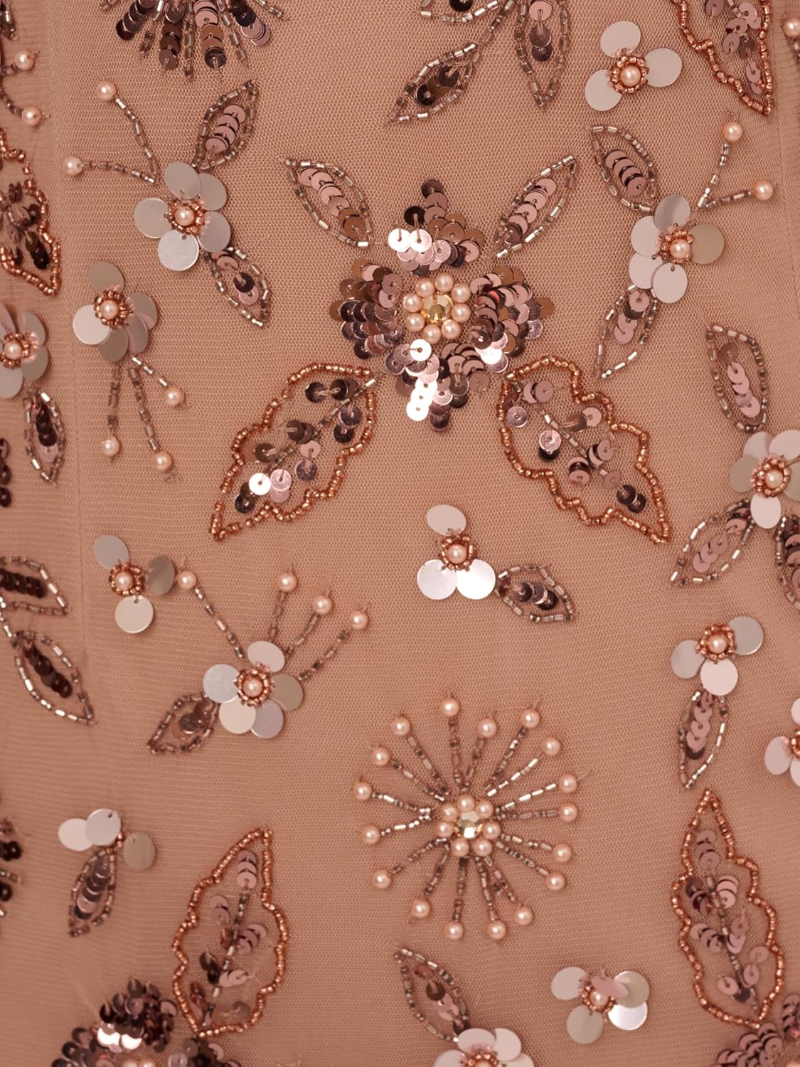 Adrianna Papell Women's Beaded Mesh Ankle Dress, Rose Gold, 10 - Image 3