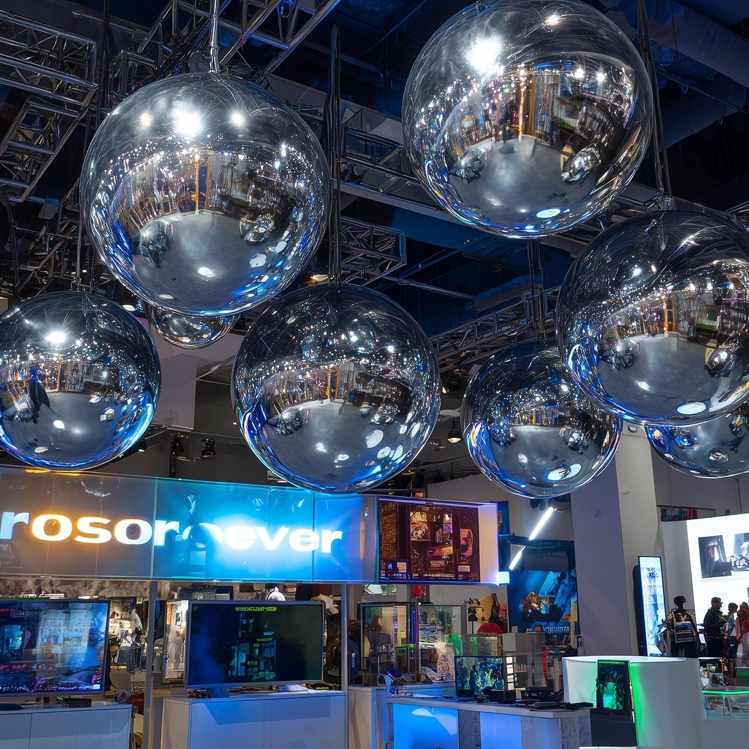 Yescom 20" Big Shiny Inflatable Mirror Ball Giant Reusable PVC Hanging Balloon for Large Party Wedding Event Concerts Stage Decoration Silver