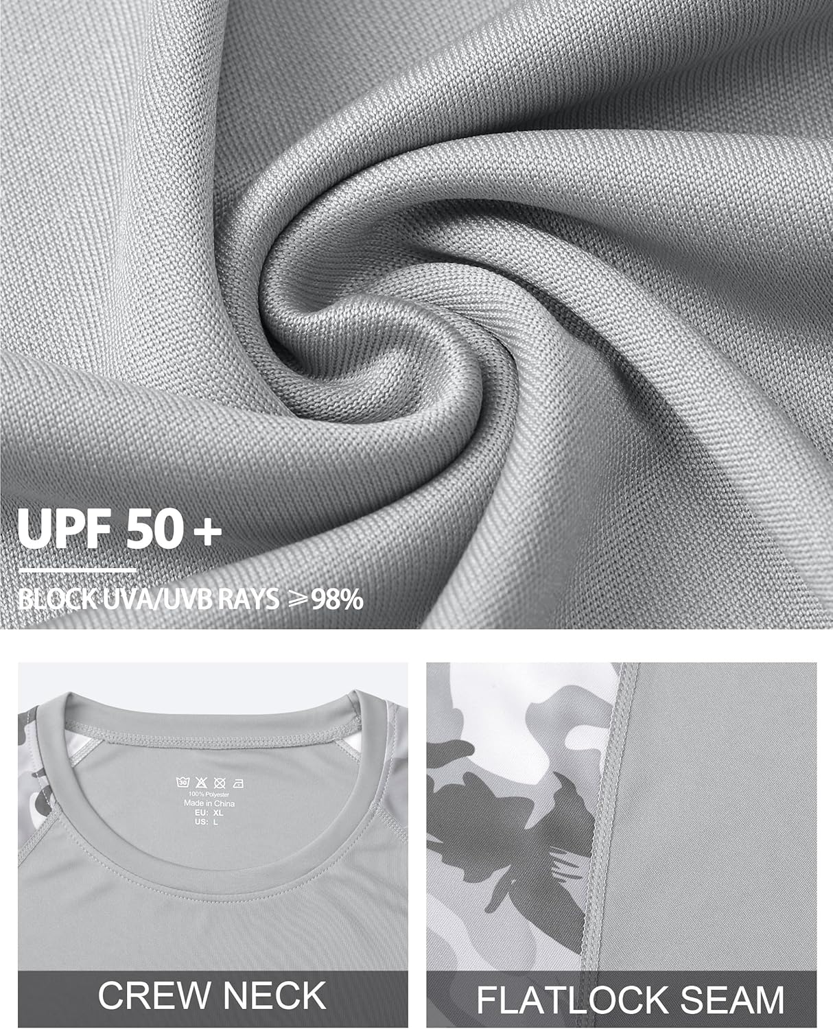 FISHEAL Long Sleeve Fishing Shirts for Men, UPF 50+ Camo Sun Protection Rash Guard, UV Shirt for Swimming Hunting Outdoor - Image 5