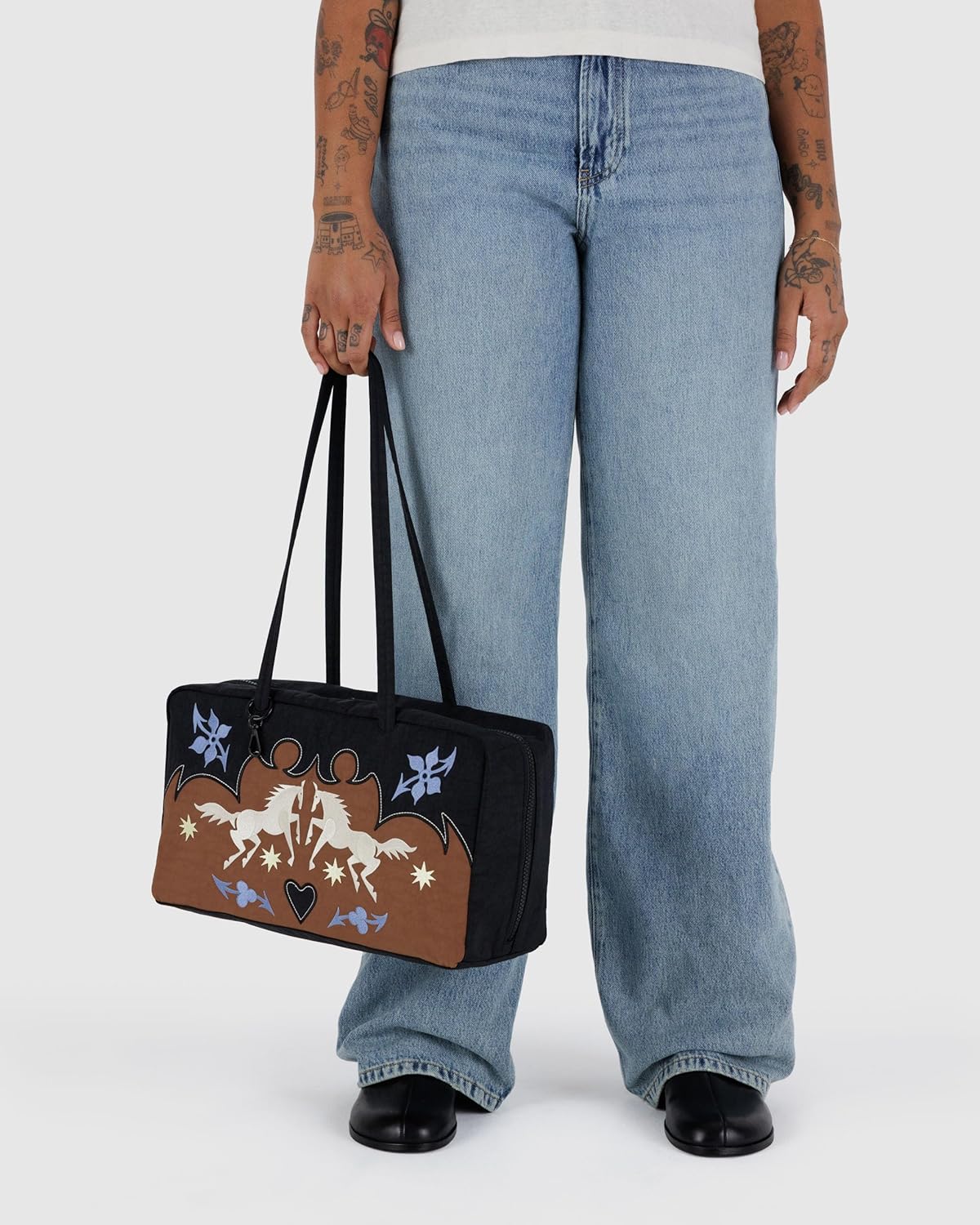 Medium Nylon Bowler Bag - Western Appliqué - Image 3