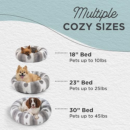 Miniatura 5 de Best Friends by Sheri Cama para perro con forma de dona calmante de piel sintética con estampado de lux, gris, pequeña, 23 x 23 pulgadas