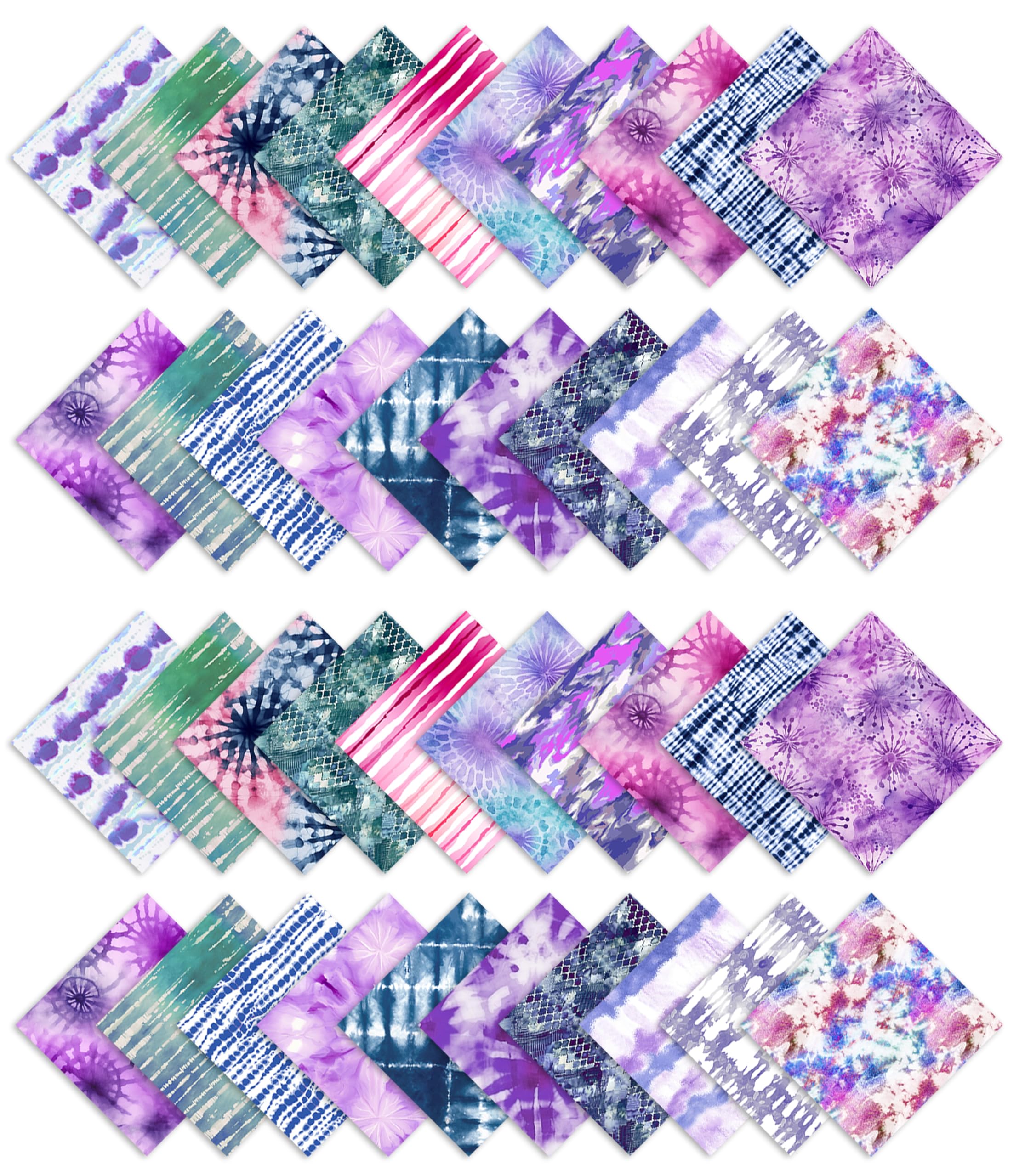 Soimoi Tie & Dye Print Precut 5-inch Cotton Fabric Quilting Squares Charm Pack DIY Patchwork Sewing Craft