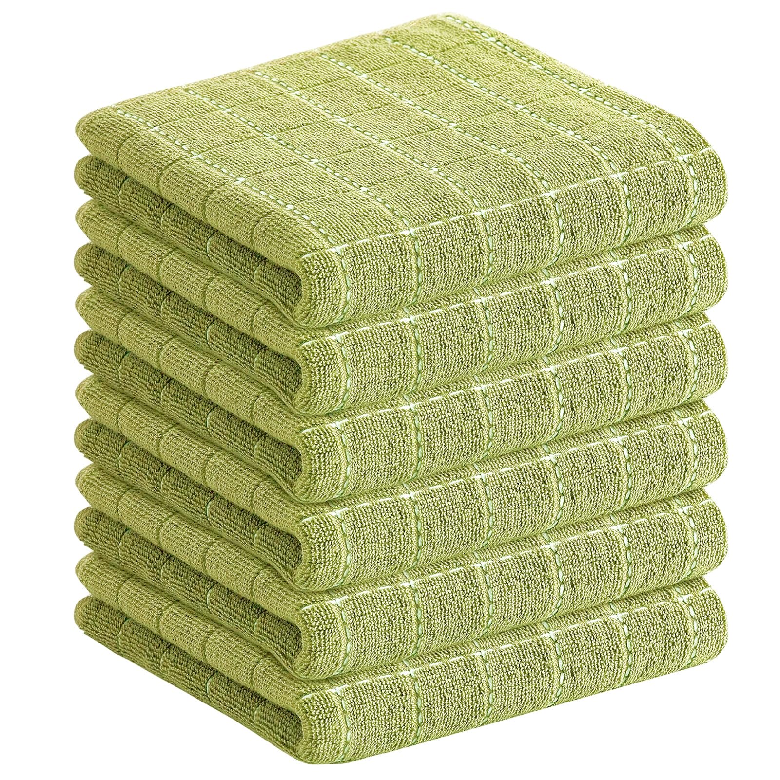 Homaxy 100% Cotton Terry Kitchen Towels, 6 Pack, Sage Green | Ultra Soft and Absorbent Dish Towels for Kitchen, Suitable for Drying and Washing Dishes