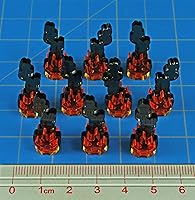 Vista 4 de LITKO Marcador Flaming Wreckage Burning Wreckage Marcador de fuego de juego de guerra en miniatura Compatible con DND, Pathfinder, TTRPG, Flame