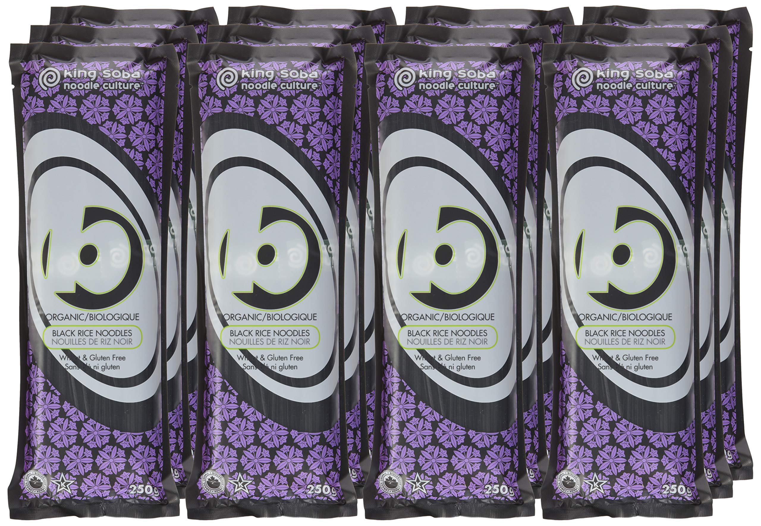 King Soba - Fideos de Arroz Negro - 100% Orgánicos - Fideos Instantáneos - Ricos en Minerales y Vitaminas - Sabor a Nuez - Sin Trigo y Sin Gluten - Aptos para Veganos - 250 g