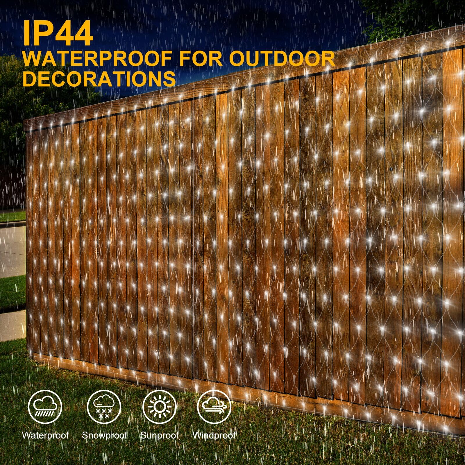 CORST Luces de red de 6 x 2 m, 300 LED, para interiores y exteriores, para arbustos, luces de malla, Interior impermeables, conectables, 8 modos para Fiestas,Pascua,Ventanas(blanco)