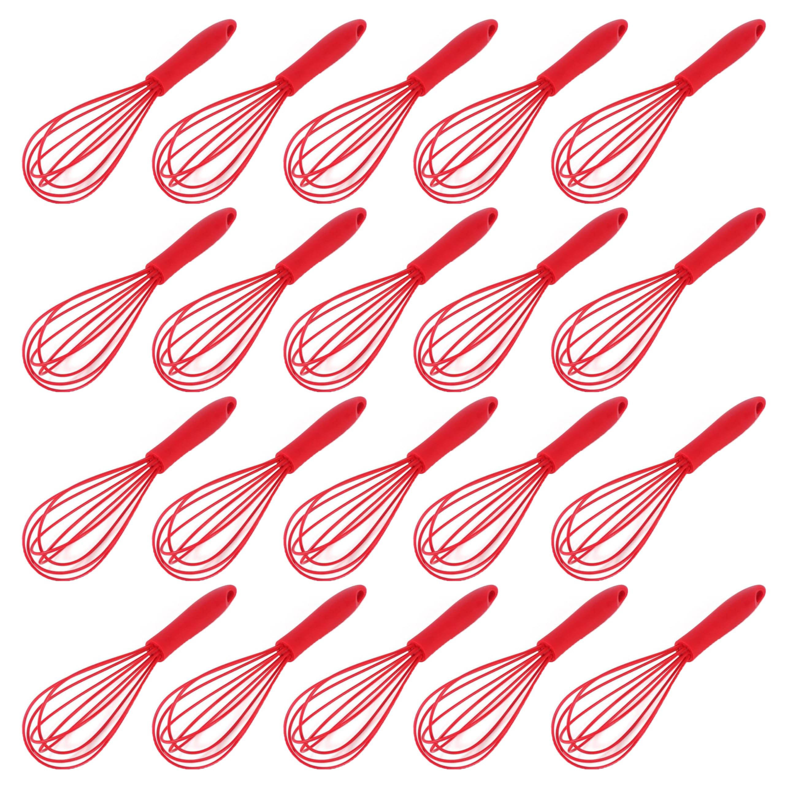 Ousyaah Silicone Whisk (20 Piece), 10-Inch Commercial Non-Scratch Balloon Wire Whisk for Cooking, Manual Egg Beater Milk Frother Coffee Whisks, Used for Blending, Whisking, Beating and Stirring