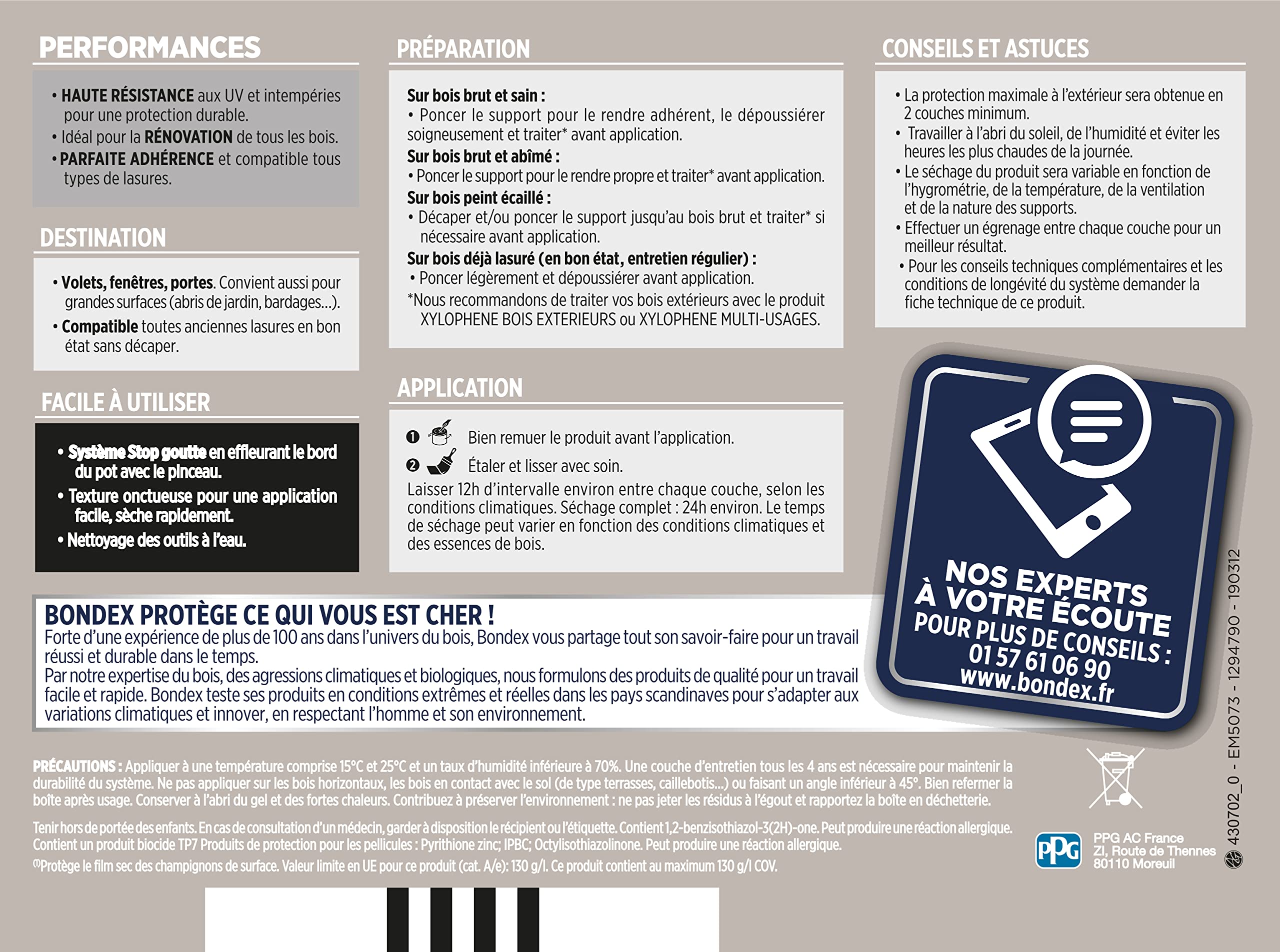 BONDEX Lasure Opaque Très Haute Protection 1 L Gris Anthracite RAL 7016