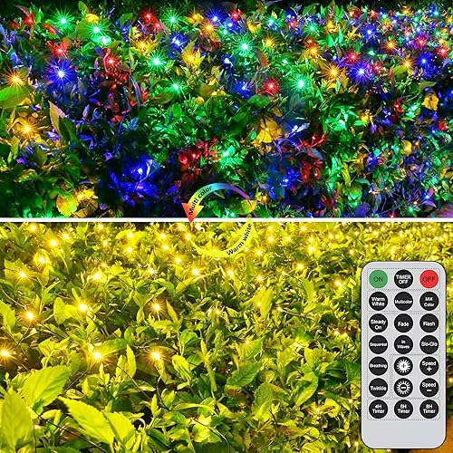 Miniatura 16 de Joomer - Luces navideñas de red, de 12 x 5 pies, 360 ledes, conectables e impermeables, con 8 modos y temporizador, para exterior, Navidad, Varios