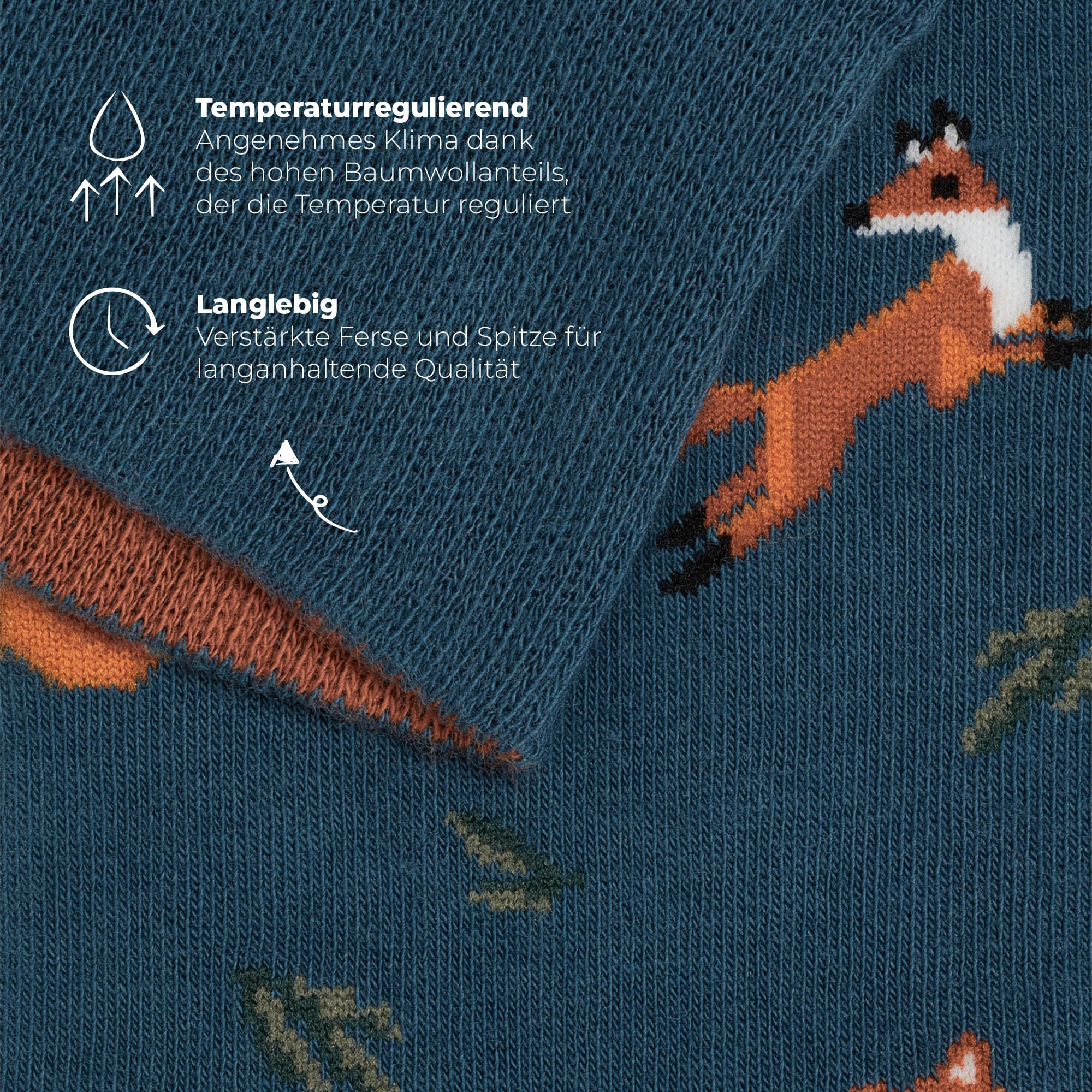 von Jungfeld - Motiv Socken mit verschiedenen Icons - Bunte Socken mit Muster für Damen & Herren in Gr. 35-46
