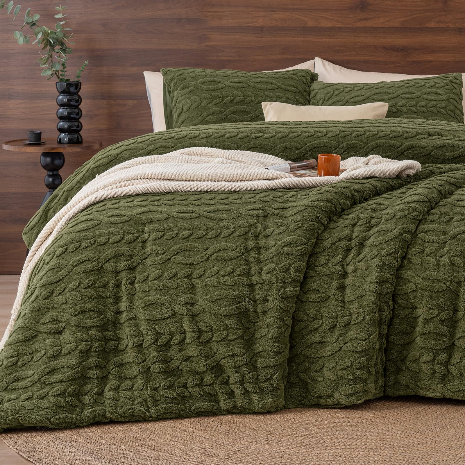 PHF Sherpa Fleece King Comforter Set - Warm & Cozy -12