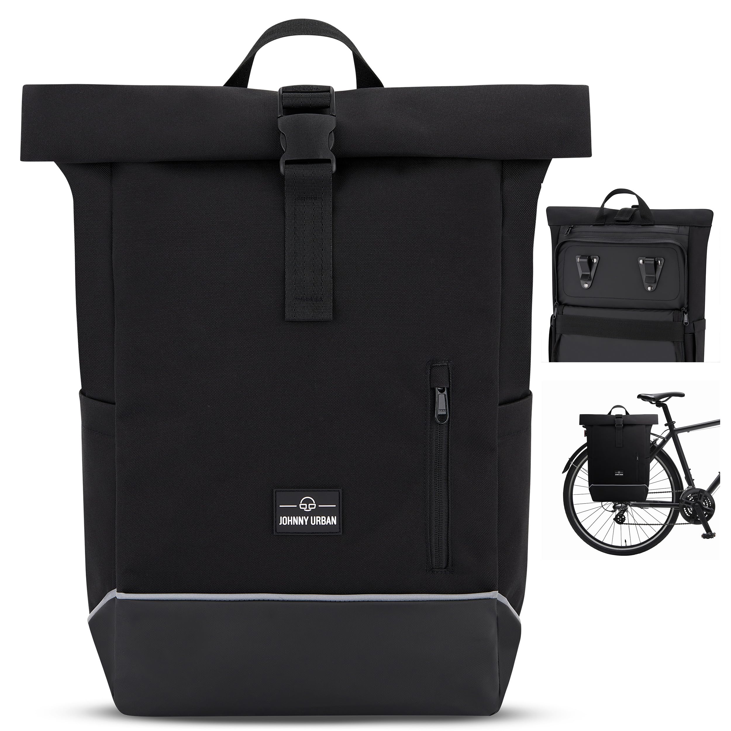 Johnny Urban Borsa per Bicicletta - Robin Medium Bike - 2 in 1 Borse Posteriori Bici Zaino Roll Top con Scomparto per Laptop da 16 Pollici - Accessori Cestino - Impermeabile