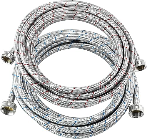 Mangueras de lavadora de 15 pies, manguera de lavadora de acero inoxidable de 15 pies, manguera de lavadora y secadora, conexión de agua a rayas