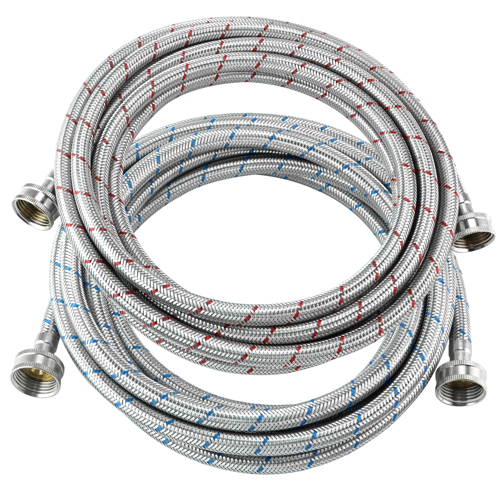 Photo 1 of 15 FT Washing Machine Hose,Long Washer Water Supply Hoses Hot And Cold Connection(2Packs),Washer Machine Hose Universal Fit for All Standard Wash Machines-by MIFLUS