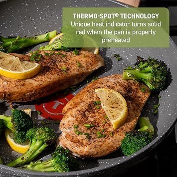 T-Fal Revive Ceramic Nonstick Frying Pan 12 Inch Skillet, Oven Safe to 350F, Stay-Cool Handle, Grey Granite
