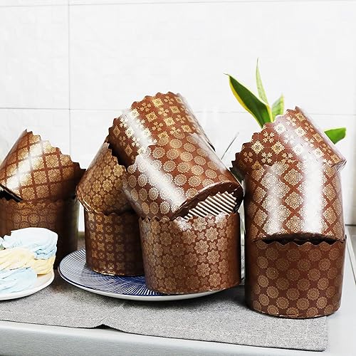 Miniatura 8 de SHSH trade group Molde de paska para pan de Pascua de 12 onzas, 12 onzas, molde de papel panettone, molde de papel para panettone, molde de papel