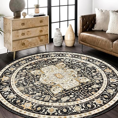 Miniatura 25 de MUJOO Alfombra Pequeña Negra Lavable, Alfombras Boho para Baño, Entrada, Dormitorio, Tapete de Puerta Delantera de Felpa Suave, Vintage Negro y