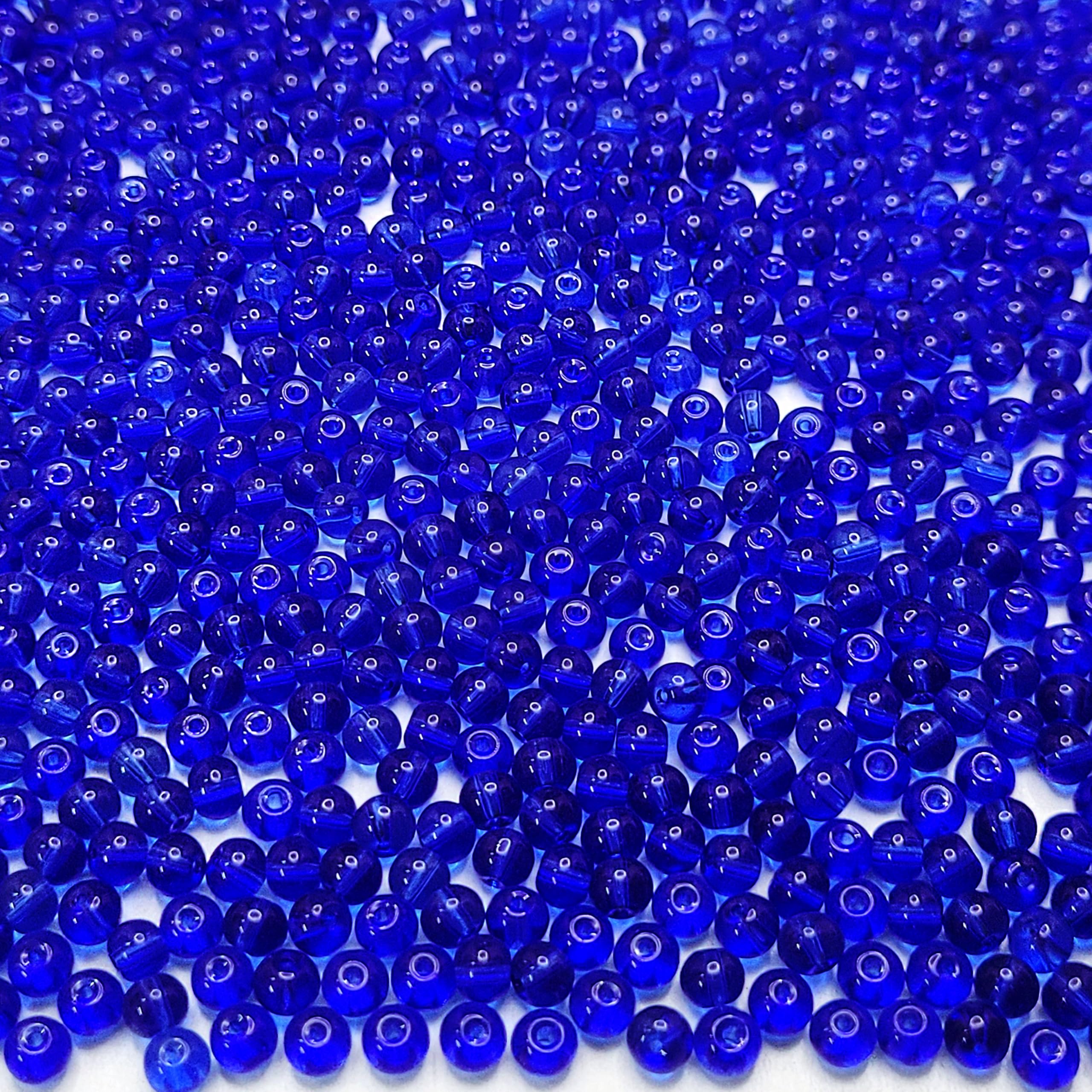 INDIKONB 4mm Transparent Glass Pearl Beads for Bracelet & Jewellery Making | Multicolour Moti Glass Beads Bulk Wholesale Pack (Blue)-picture-23