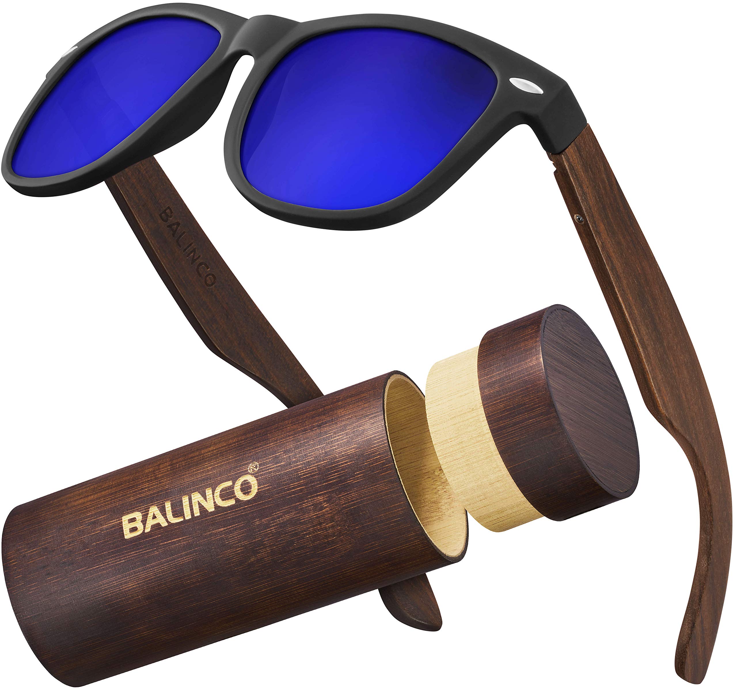 Balinco Set de gafas de sol de bambú mujer y hombre - con lentes TAC polarizadas para una visión intensa - sostenibles y duraderas - incl. un práctico estuche de regalo.