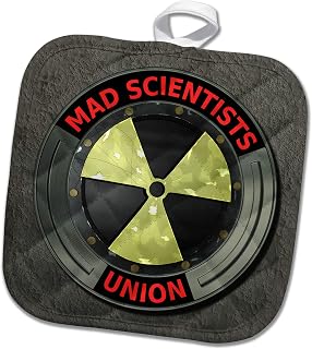 8x8 Potholder - A Funny Geek Mad Scientist Union Logo Radioactive Symbol. Creative Studios – Geek