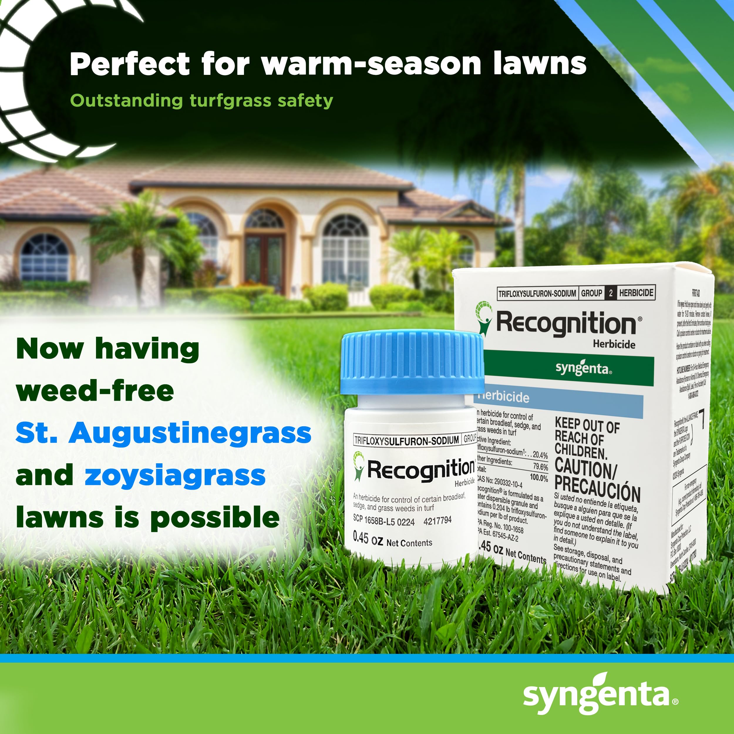 Amazon.com : Syngenta Recognition Herbicide. (0.45 oz) Water Dispersible  Granule Weed Killer - Post Emergent Weed Control for lawns, Weed Stop for  lawns : Patio, Lawn & Garden