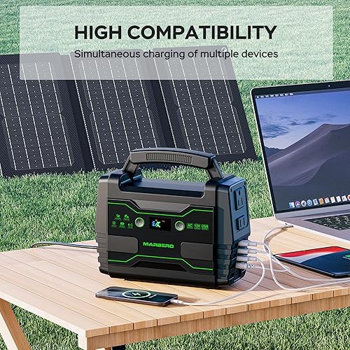 Miniatura 4 de MARBERO Generador solar de 155 Wh con panel solar de 30 W, estación de energía portátil con 2 salidas de CA de 100 W (pico de 150 W), QC3.0 USB
