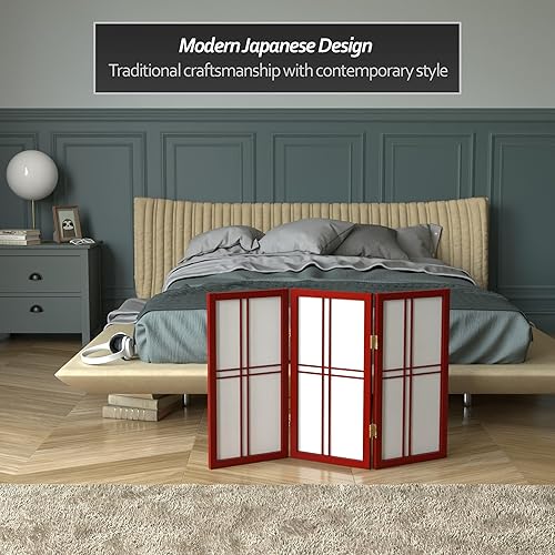 Miniatura 3 de Pantalla Shoji de doble cruz corta para escritorio de 2 pies - Palisandro - 3 paneles