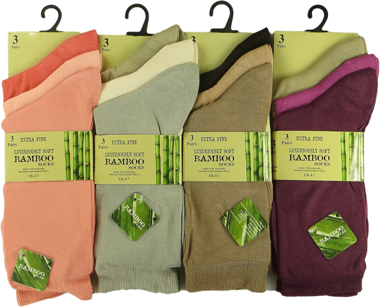 6 Pairs Of Women's Bamboo Socks, Super Soft Extra Fine Anti Bacterial