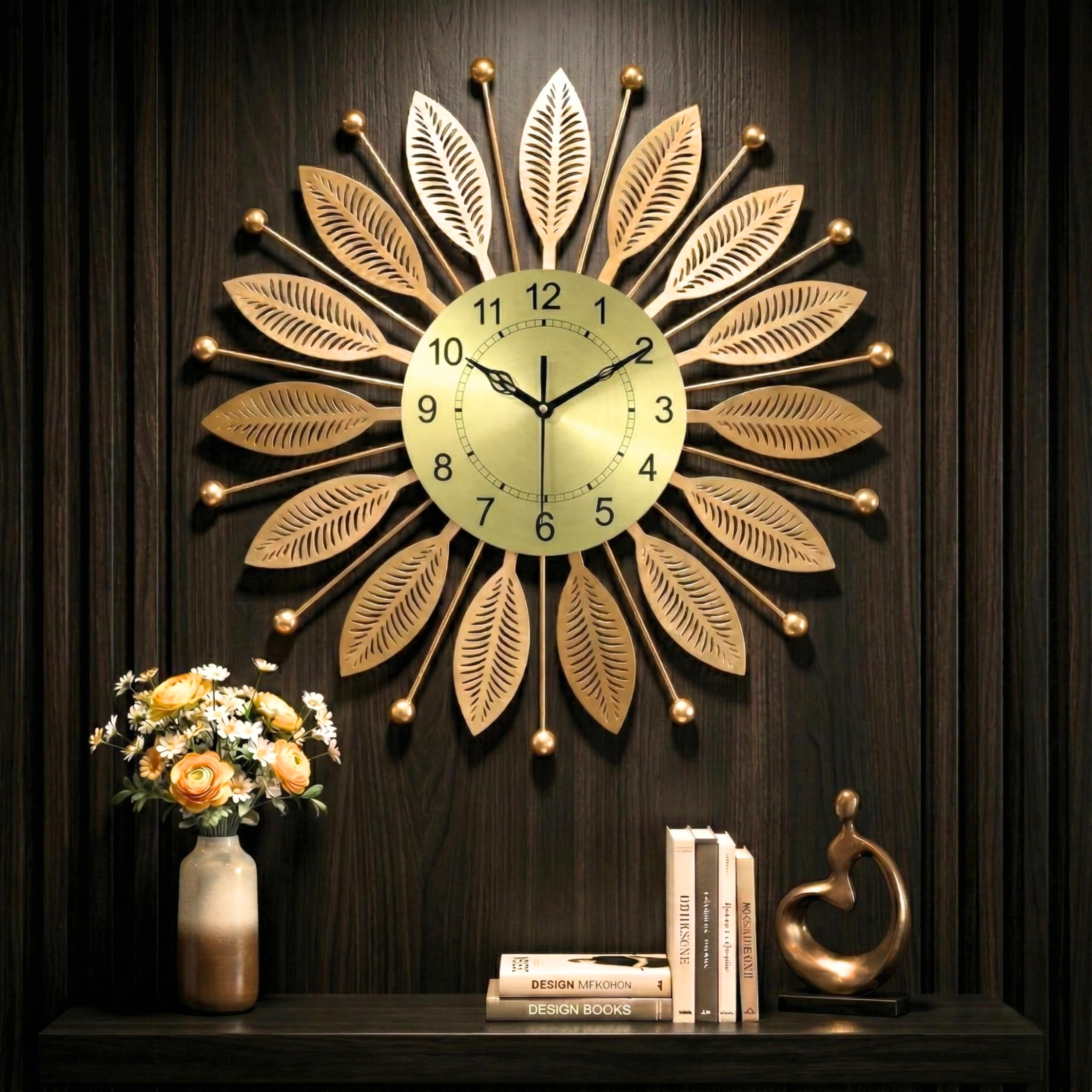 RIOH Decor Big Size Wall Clock 60 CM Gold, Large Metal Decorative Silent Wall Clock for Living Room, Office, Bedroom, Hall & Home Decor-picture-15