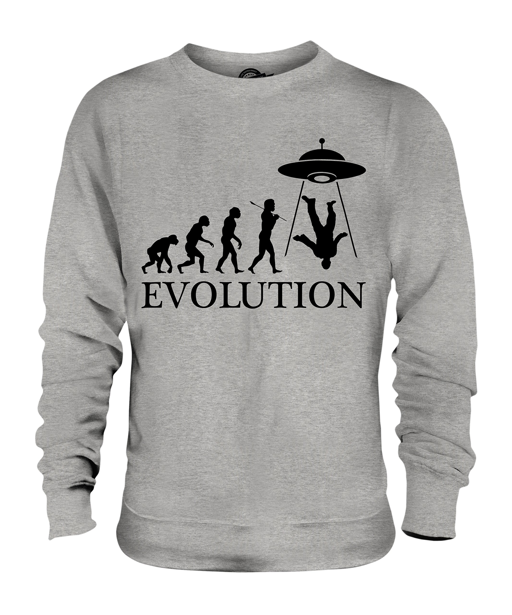 Candymix - UFO Invasion Evolution of Man - Bluza unisex Męski damski sweter sweter top, Szary melanżowy, 3XL