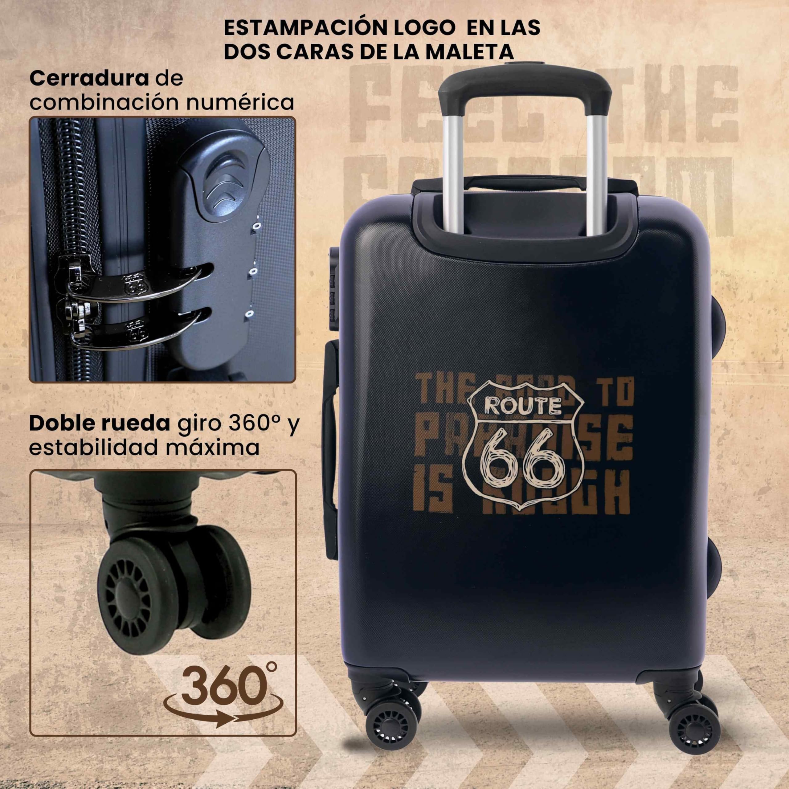 Route 66 - Walizki podróżne do kabiny - Walizka kabinowa - walizki podróżne - Wytrzymała walizka kabinowa 55 x 40 x 20 Ryannair- Wytrzymały bagaż do samolotu z 4 kołami 360° i zamkiem, Granatowy,