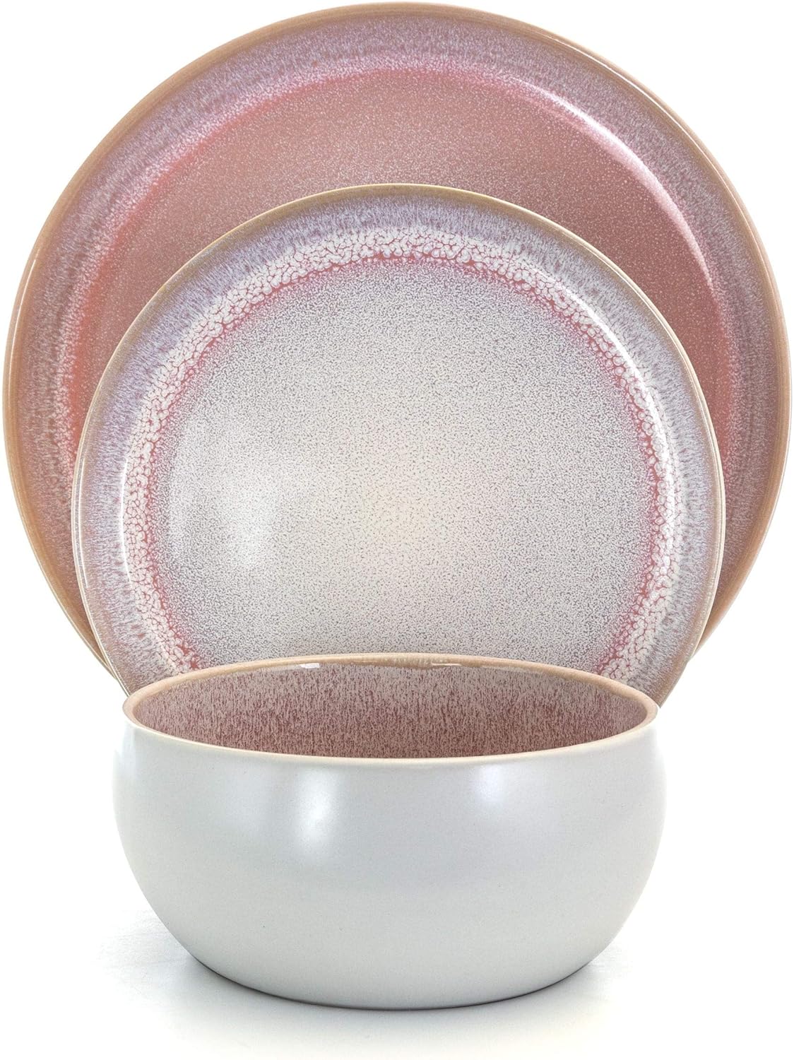 Unknown1 Retro Glaze 16 Piece Stoneware Dinnerware Set in Purple Solid Casual Round Microwave Safe Medium