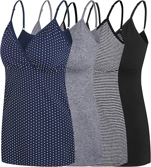 Nursing Tops Tank Shirt Cami Sleep Bra for Maternity and Breastfeeding