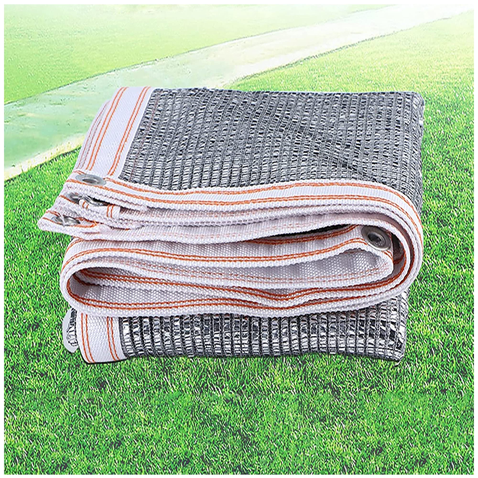 WQPMNYG Reflective Sun Sail Shade 70% UV Protection White Aluminum Foil Tarp Breathable Mesh Cover for Greenhouse Lawn & Plants 5x9m (16x30ft) with Grommets.
