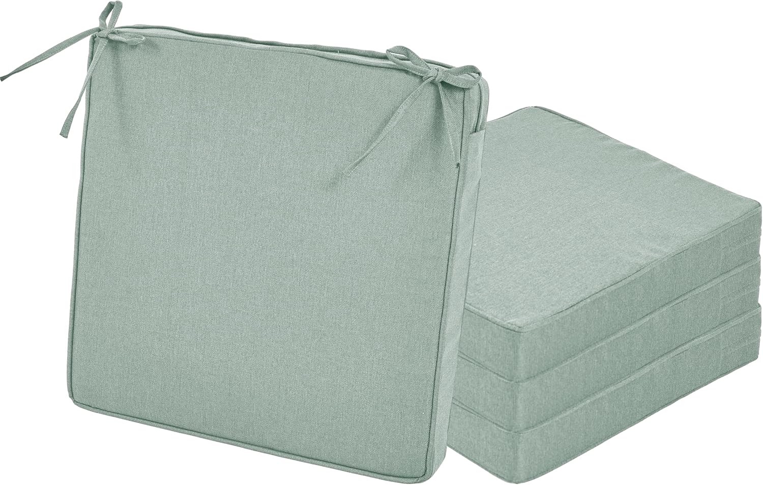 Patio Chair Cushions Set of 4,19x19x3 Square Outdoor Chair Cushions,Fade Resistant Water Resistant seat Cushion with Hidden Zipper&Ties for Patio Furniture,Breeze Blue