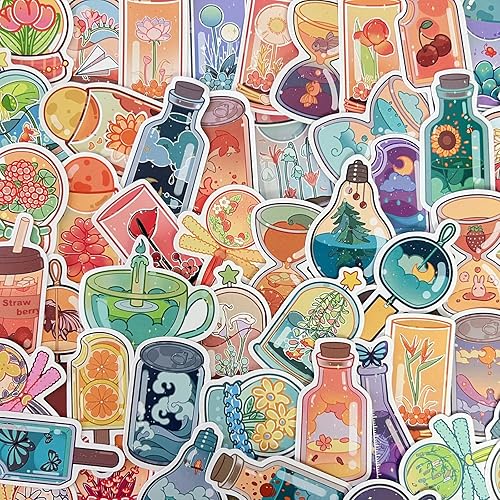 Miniatura 2 de AOWDIAO 100 calcomanías estéticas, lindas calcomanías para botella de agua, laptop, teléfono, calcomanías de vinilo impermeables para niñas, niños y