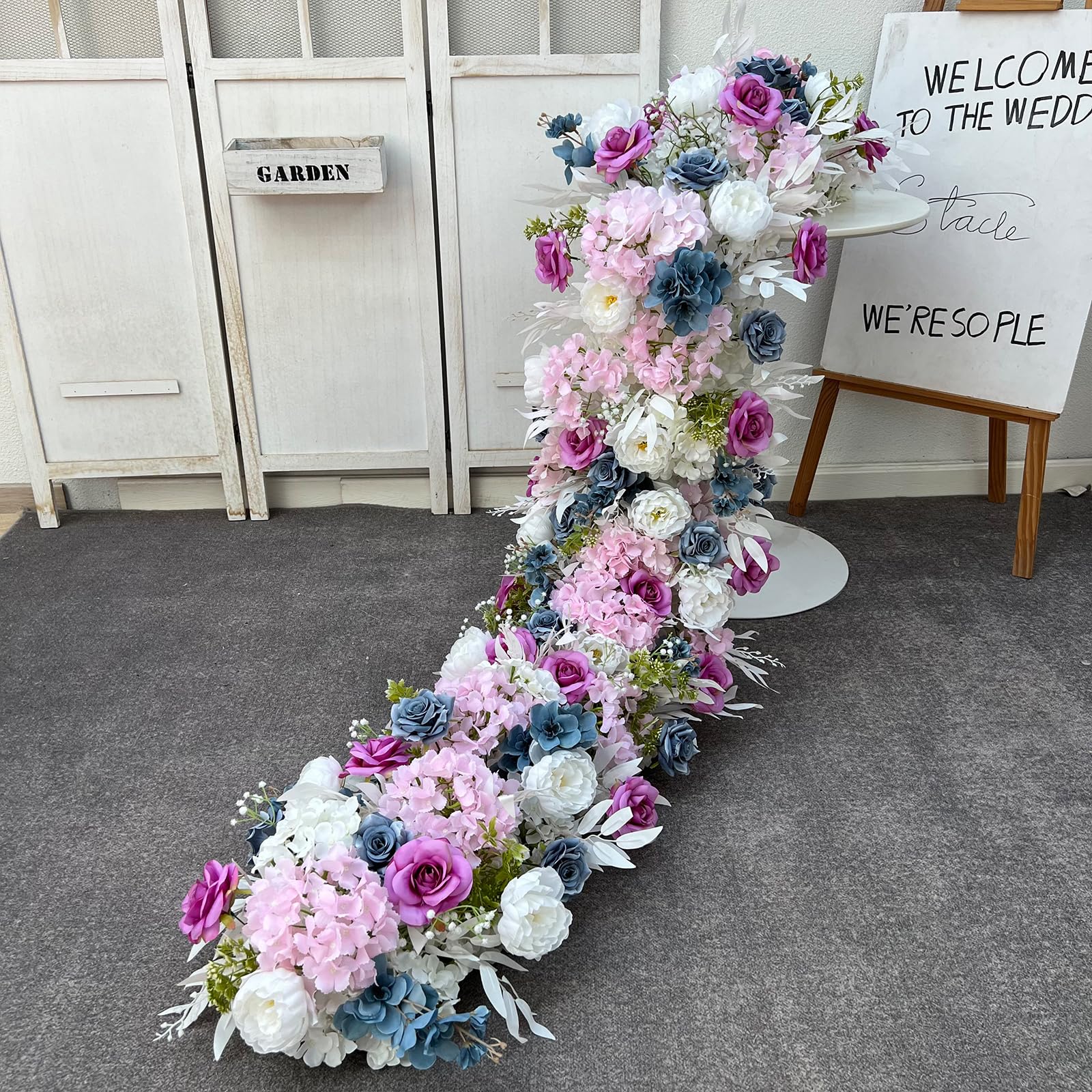 Lucky Flower A7 1.64Ft Runner Flower Row Artificial Flowers For Table Centerpiece Wedding Decoration Mix Flowers Backdrop Wall Arches Decor (A7)