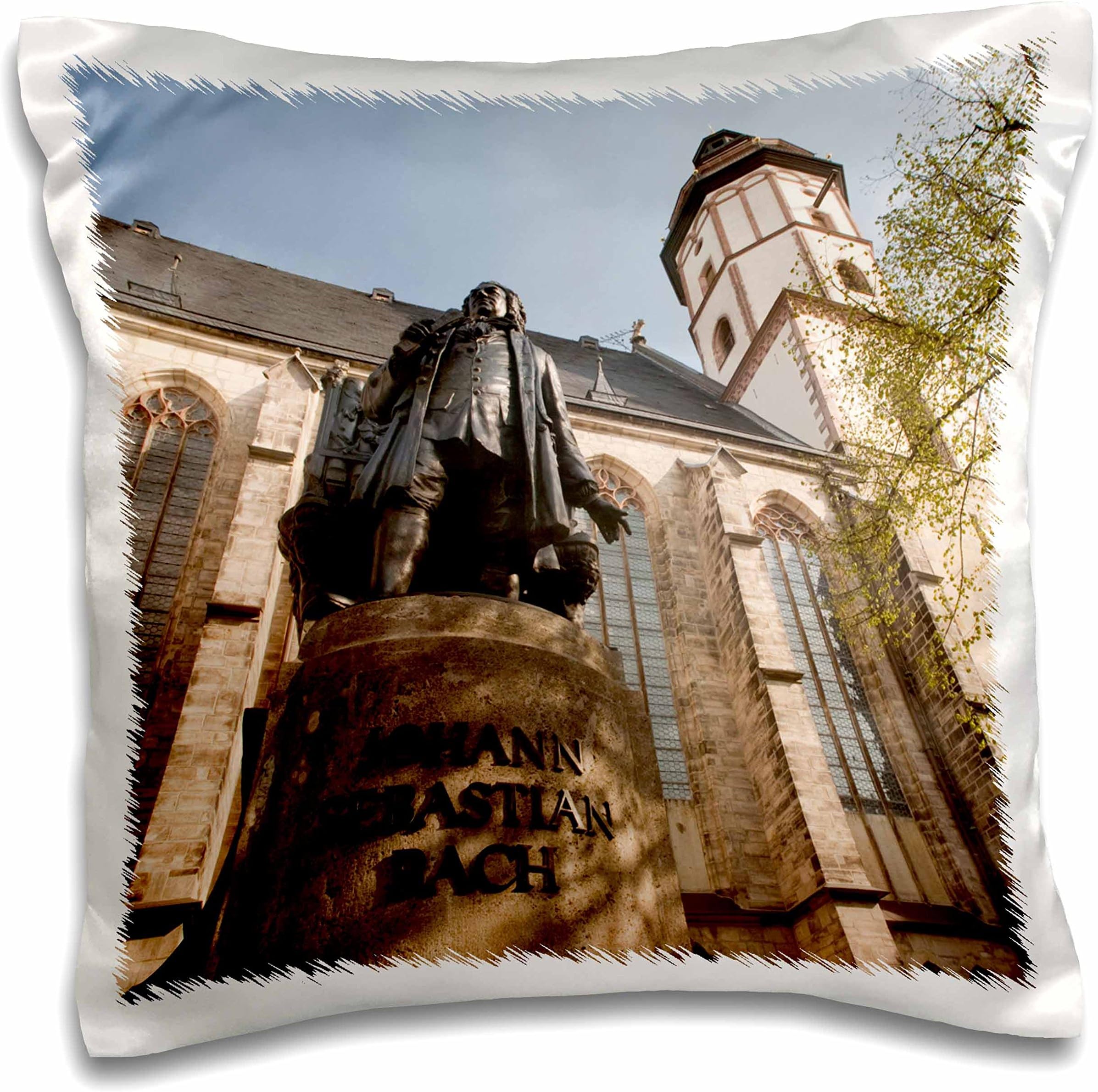 3dRoseDanita Delimont - Statues - Statue of Bach, St Thomas Church, Leipzig, Germany - EU10 DBR0110 - Dave Bartruff - Pillow Case 16x16 inch Pillow Case pc_137034_1