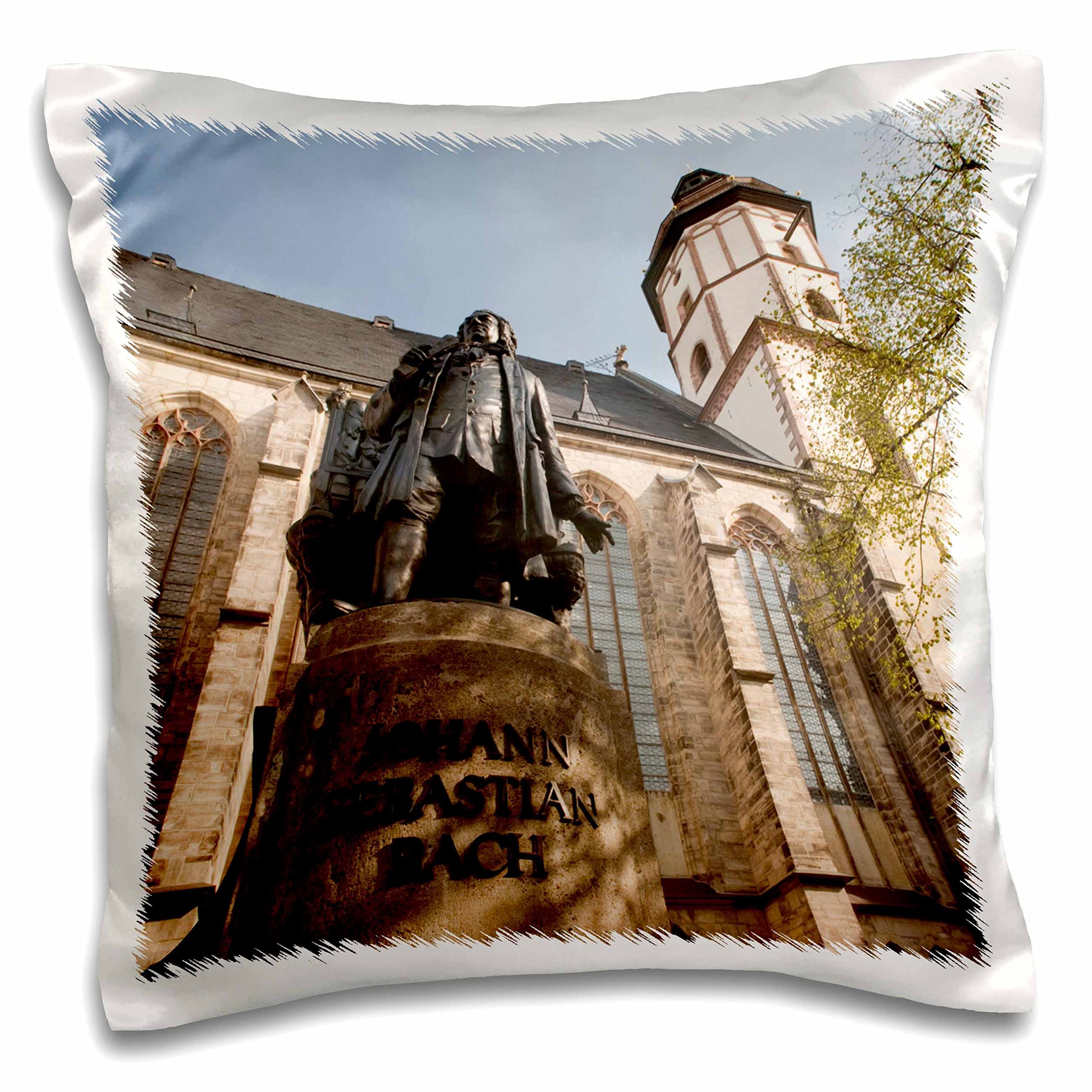 3dRoseDanita Delimont - Statues - Statue of Bach, St Thomas Church, Leipzig, Germany - EU10 DBR0110 - Dave Bartruff - Pillow Case 16x16 inch Pillow Case pc_137034_1