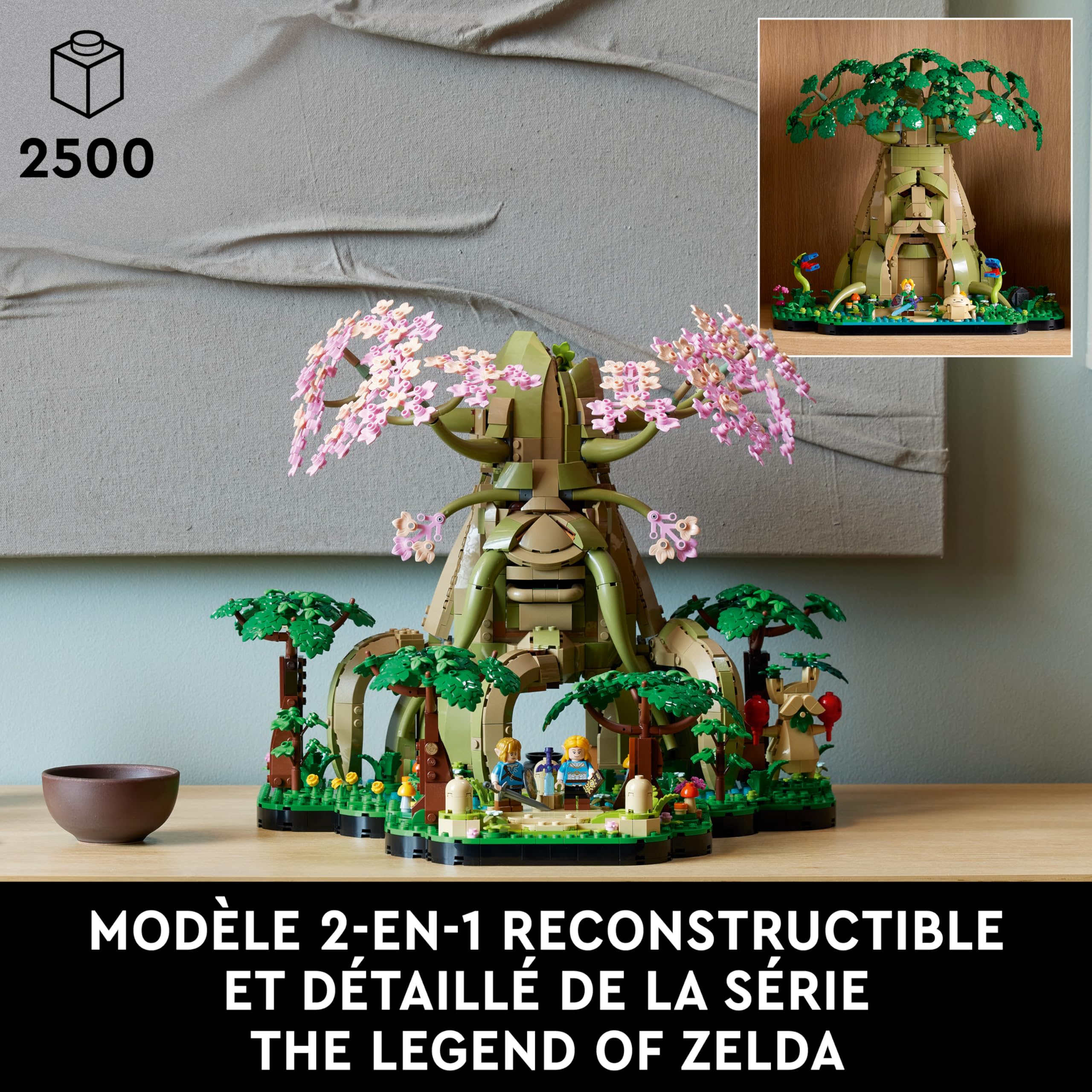 LEGO The Legend of Zelda Vénérable Arbre Mojo 2-en-1 - Kit de décoration Collector - Princesse Zelda & 3 minifigurines de Link - Set de Construction pour Adulte - Cadeau pour Fans de Jeux vidéo 77092