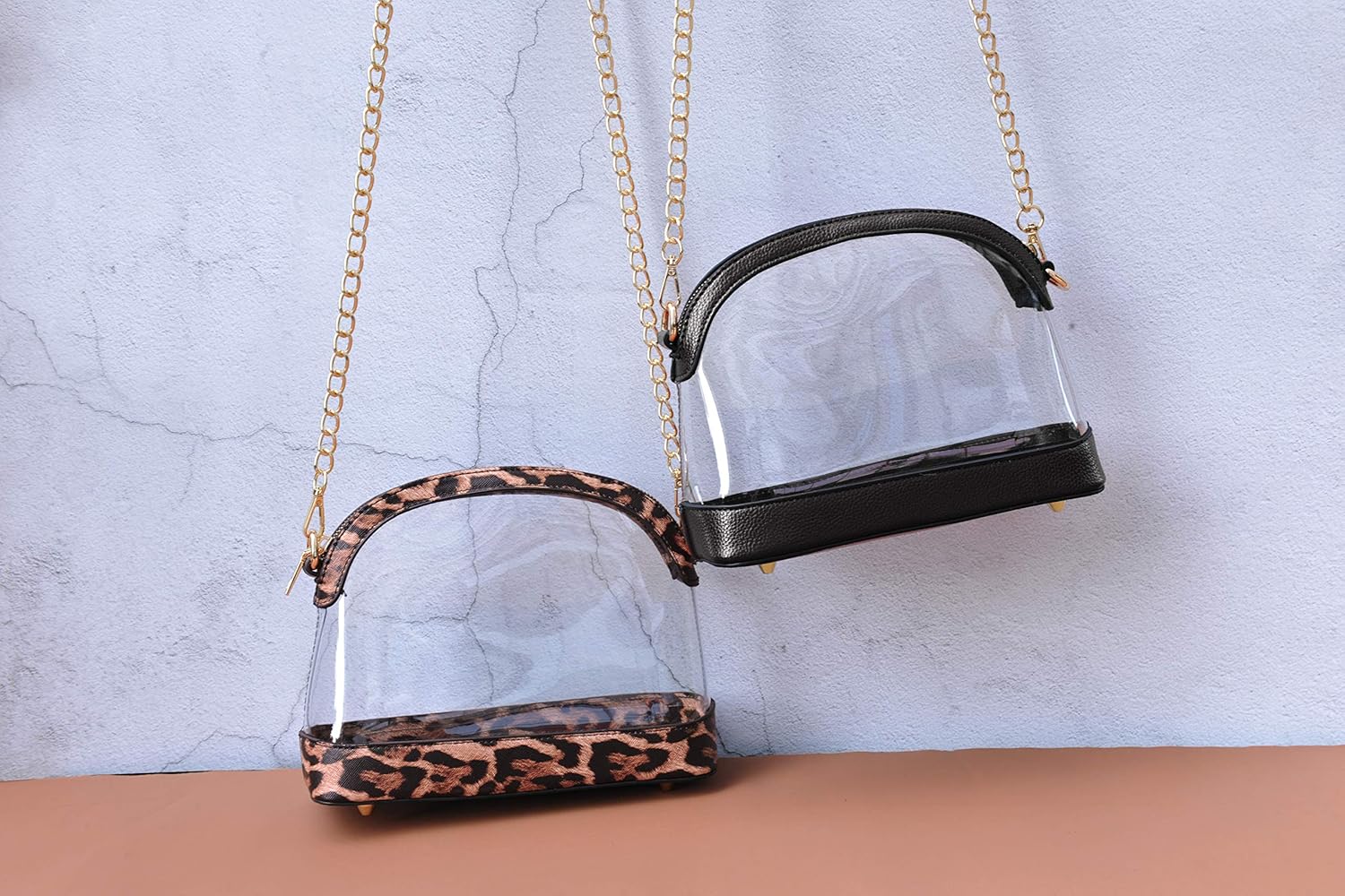 Clear Cross Body Bag with Vegan Leather Trim Stadium Approved Women Shoulder Handbag - Image 2