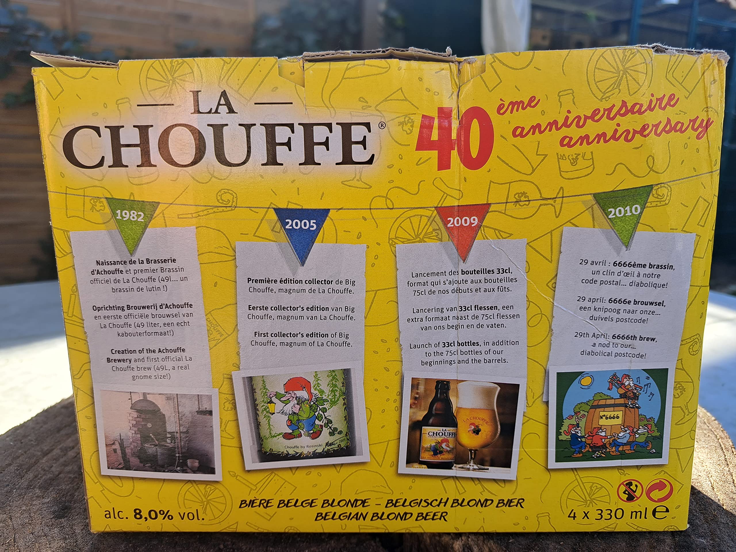 La Chouffe Bière blonde Alc. 8% Vol, 4x 330m inkl. original Glas + OVP