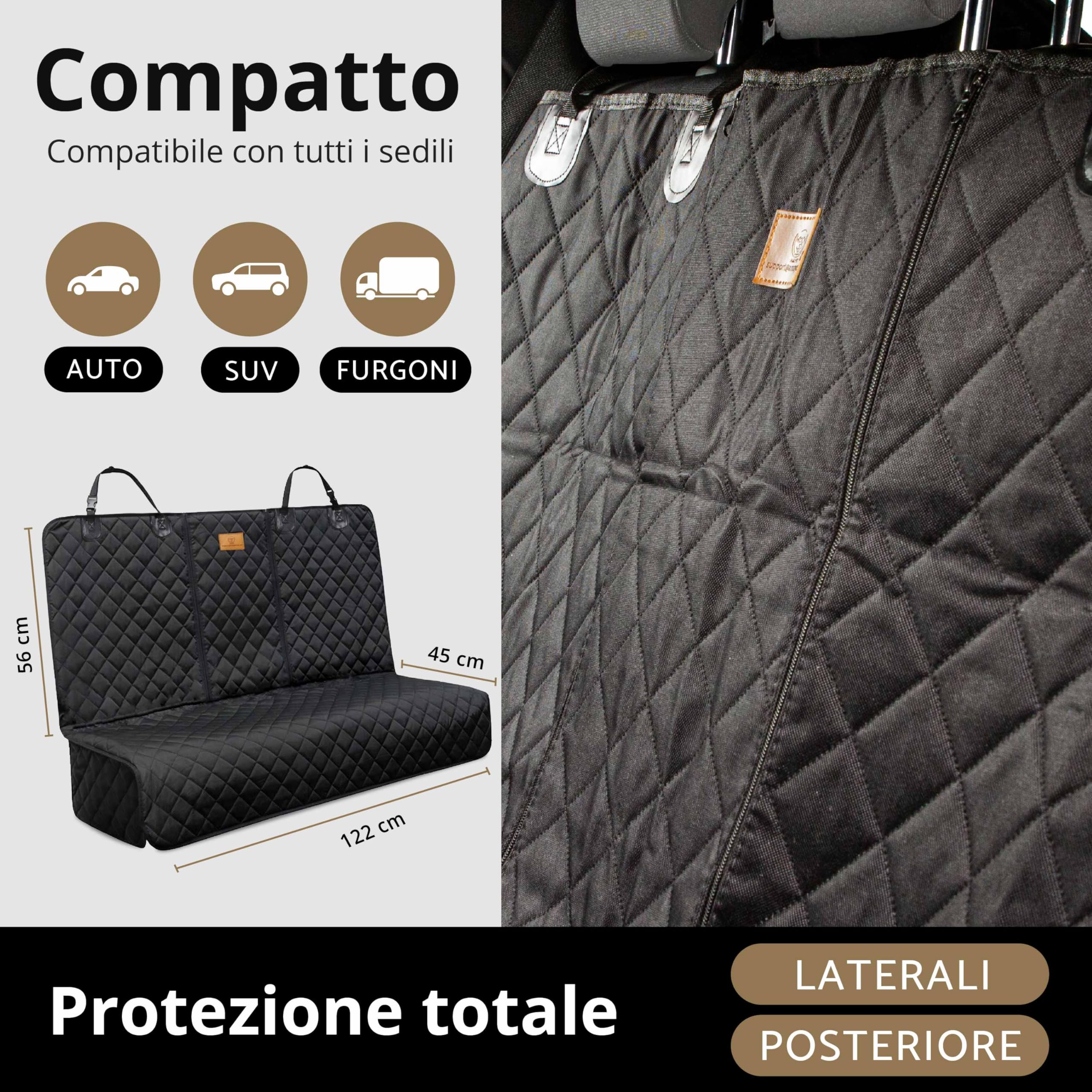 AMZPET Coprisedile Auto per Cani (Compatto: 122 cm) - Impermeabile - Antiscivolo e antigraffio - Durevole - 56 x 45 x 122 cm