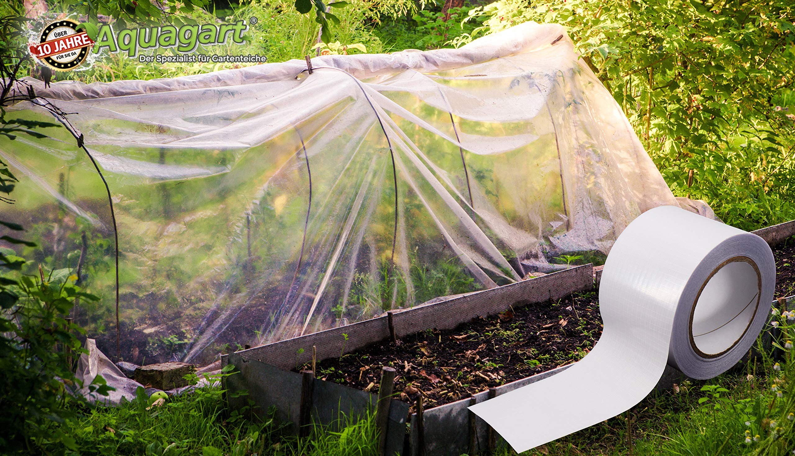 Aquagart® 3 rolki 8 cm x 15 m taśmy klejącej do folii kratkowej, szklarniowej, specjalna taśma klejąca jednostronna, bardzo mocna do folii bąbelkowej, folia, szklarnia, taśma klejąca, odporna na warunki atmosferyczne