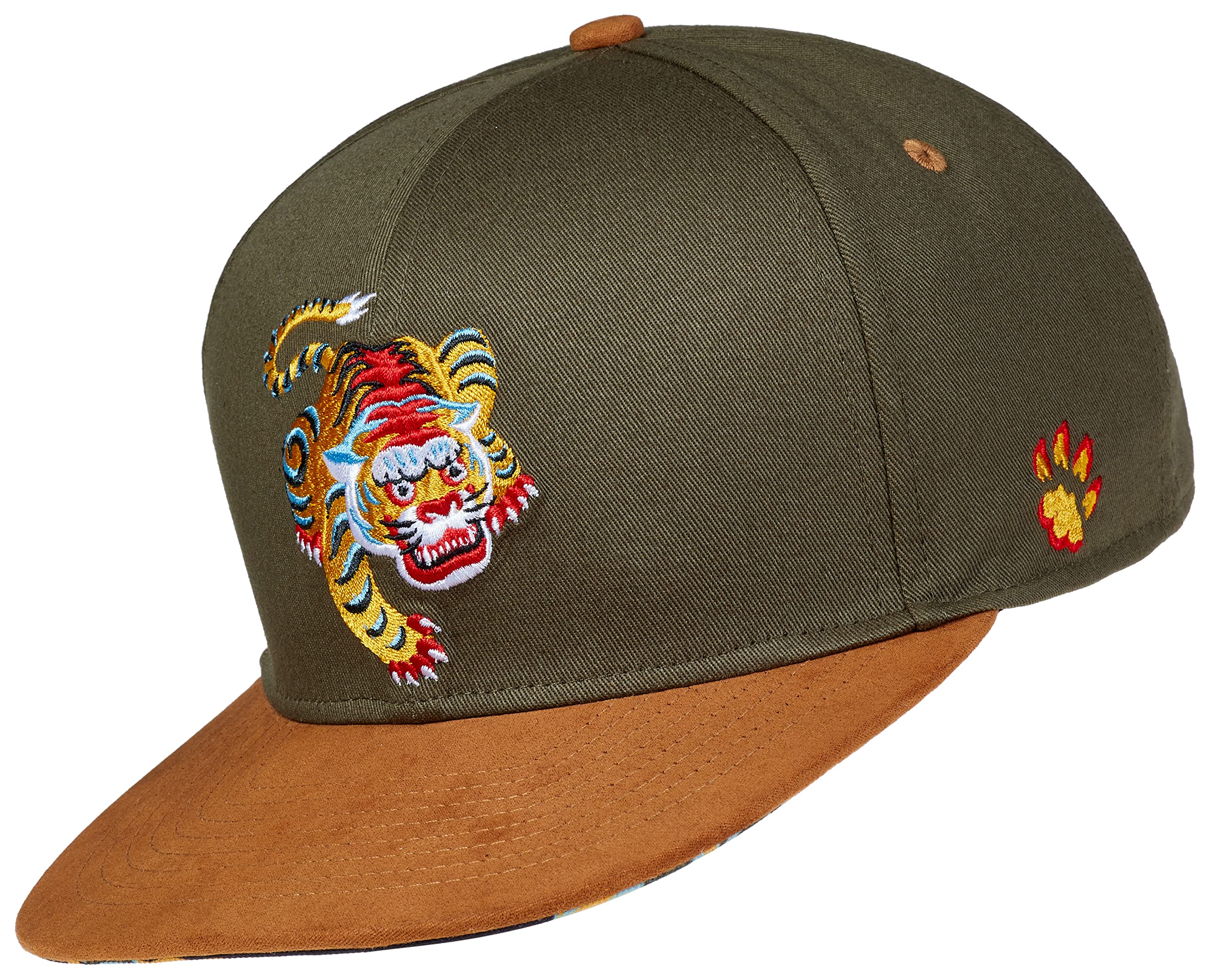 Cadency® - Gorra snapback con diseño de tigre asiático, unisex, color verde oliva, tamaño ajustable, verde oliva, 56/62 cm