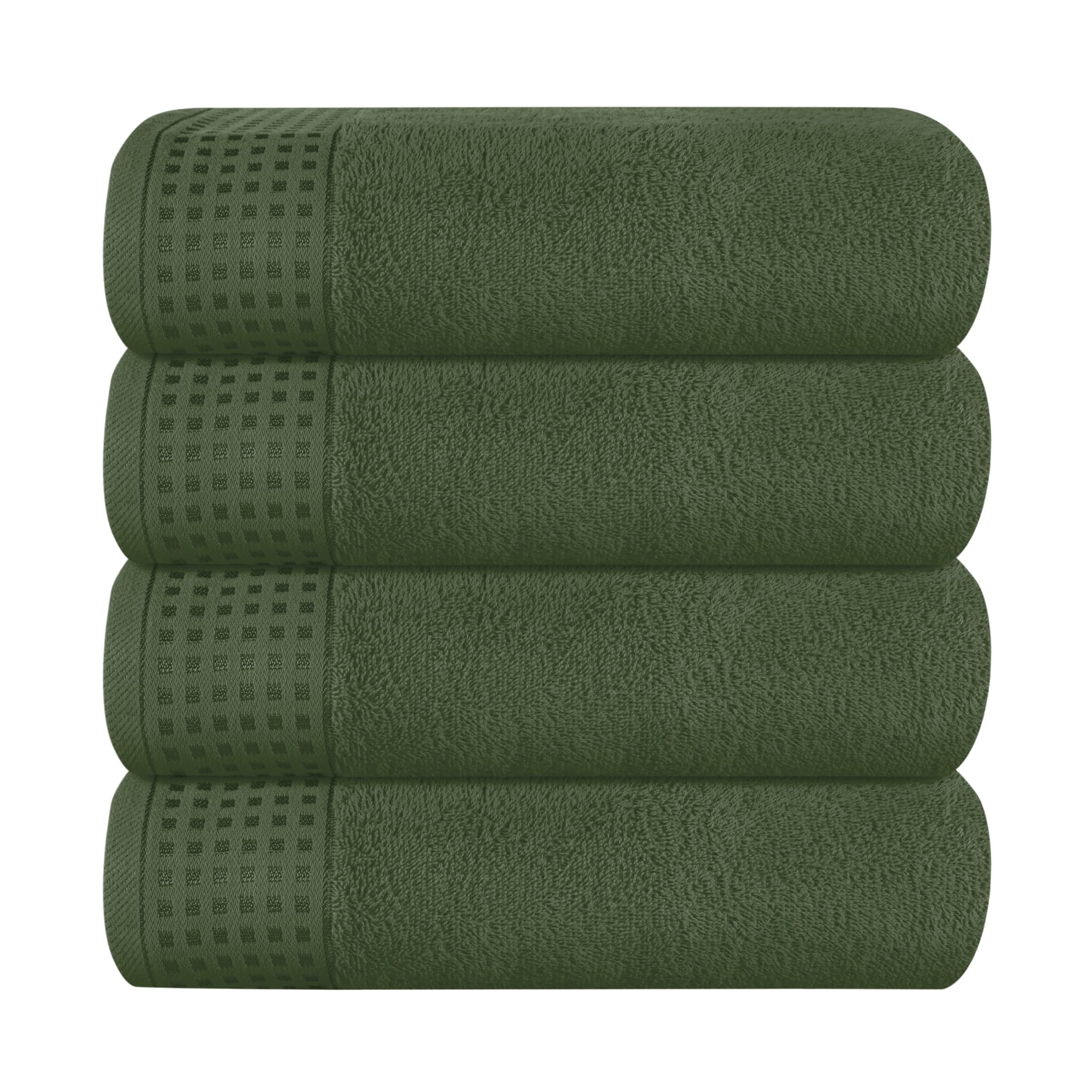 GLAMBURG Ultra Soft 4 Pack Oversized Bath Towel Set 27x54 inches, 100% Cotton Bath Towels, Highly Absorbant Compact Quickdry &amp; Lightweight Towel, Ideal for Gym Travel Camp Pool - Olive Green