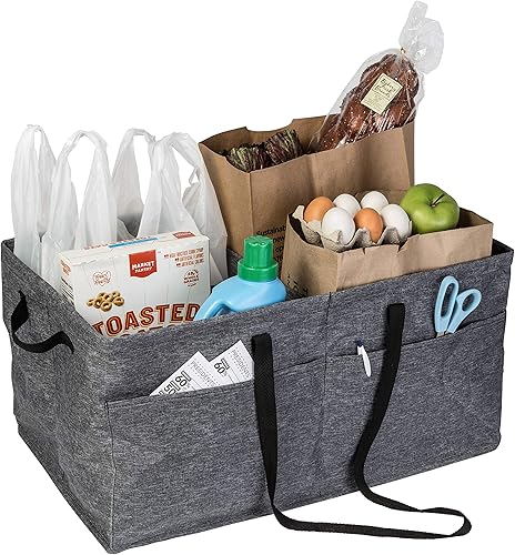 Miniatura 10 de Honey-Can-Do Organizador de maletero plegable grande resistente con 3 divisores, bolsillos exteriores y asas de transporte  Contenedor de